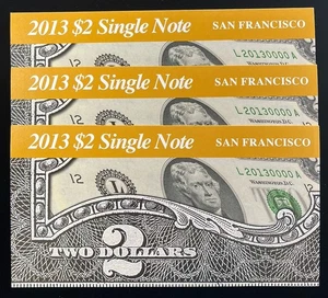 2013 2 $ einzelne Note BEP Umschlag - 3 Noten in Folge San Francisco (65254) - Bild 1 von 5