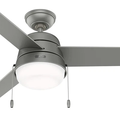 Ventilador Hunter 52 pulgadas contemporáneo plateado mate ventilador de techo con luz y cadena de tracción Foto 1 de 4