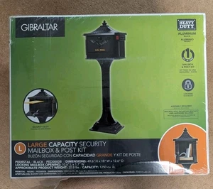 Mailbox and Post All-In-One Combo Black, Large, Cast Aluminum, Locking - Picture 1 of 2