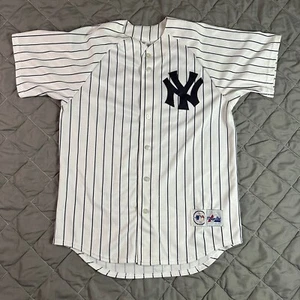 VINTAGE Majestic New York Yankees Jersey Mens Medium White Jason Giambi Baseball - Picture 1 of 9