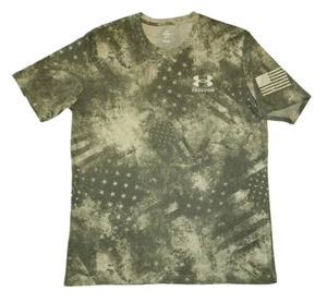 Men's UNDER ARMOUR "Freedom" Green Camo & American Flag T-shirt. Sz. Large. - Picture 1 of 5