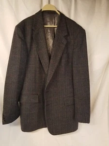 VTG Savile Row Men's Tweed Sport Coat Blazer Two Button Brown 100% Wool Size 44L - Picture 1 of 7