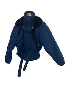 Nils Ski Snow Jacket Women’s Size 8 Bomber Style Periwinkle Blue Faux FUR Trim - Picture 1 of 10