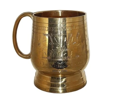 Pure Brass Traditional Design Tea Coffee Mughlai Elegant Mug with Handle 180 ML - Image 1 of 3