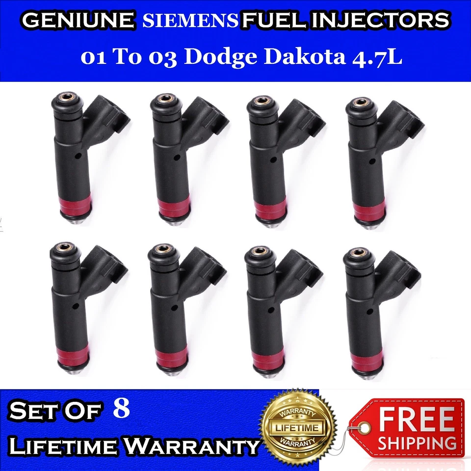 8x Inyectores de combustible originales Siemens para 01 a 03 Dodge Dakota 4,7 L 53032145AA Foto 1 de 1