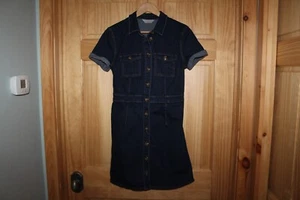 Dorothy Perkins Dark Blue Denim Short Sleeve Jean Dress - SZ 6 (10) NEW - Picture 1 of 4