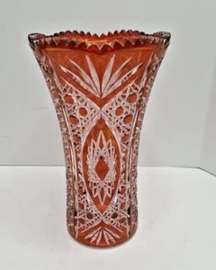 Cristal D’Arques Durand Chesney-Schliff zu klarem rotem Kristall schwere Vase 6,5"" hoch - Bild 1 von 8