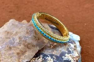 925 Sterlingsilber Blau Türkis Peridot Einzel Schnitt Diamant Armreif Schmuck - Bild 1 von 9