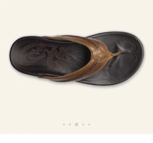Neu OluKai Herren Mea Ola hellbraun dunkel Java Flip Flops Größe 9 $ 130 UVP kostenloser Versand - Bild 1 von 4