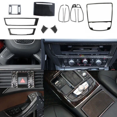 Kit completo de tapicería de cubierta de accesorios interiores de fibra de carbono para Audi A6 C7 2012-2018 Foto 1 de 4