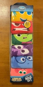 Disney Store INSIDE OUT 6-Pairs Crew Socks Joy Anger Fear Sadness Bing Bong NIB - Picture 1 of 3