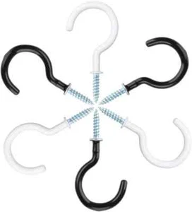 HOOKS PACK Cup SCREW IN Plastic Coated SHOULDERED Kitchen Mug Ceiling Peg - Picture 1 of 17