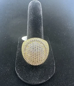Icy VVS1 Moissanite Trendy Hip Hop Ring Size 8 Fully Iced Gold Plates Men’s - Picture 1 of 8