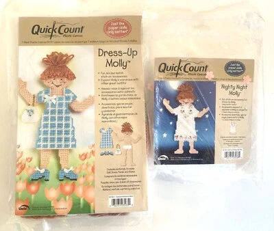 Lot of 2 Quick Count Plastic Canvas Kits Dress Up Molly & Nighty Night Molly - Image 1 of 4