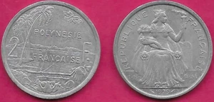 FRENCH POLYNESIA 2 FRANCS 1979 VF-XF WITH I.E.O.M,LIBERTY SEATED ON THRONE,FA - Picture 1 of 1