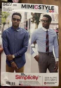 Simplicity Pattern 8427 Men's MimiGStyle LS Fitted Shirt w/Variations 44~52 Unc - Picture 1 of 1