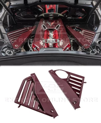 Cubierta del panel del compartimiento del motor para Corvette C8 GM de 20 unidades estilo de fábrica rojo FIBRA DE CARBONO Foto 1 de 4