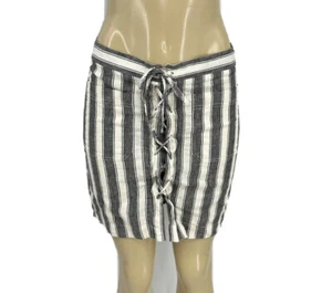 Madewell 2 Linen Blend Mini Skirt Striped G3051 Women B3 - Picture 1 of 8