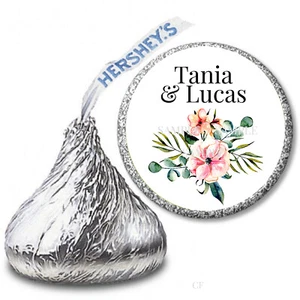 108 Personalized Floral Bridal Shower Favors Hershey Kiss Wedding Candy Wrappers - Picture 1 of 1