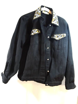 Chaqueta Vaquera Christine Alexander Negra Estrás Bolsillos Joyas Talla S Foto 1 de 4