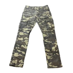 Biepa Paris 32X30 Men's Snap Pocket Zipper Moto Logo Camo Denim Fashion Jeans - Picture 1 of 10