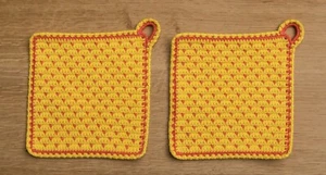 Topflappen Handarbeit gehäkelt Motiv Topflappen Punkt für Punkt 2er Set - Bild 1 von 1