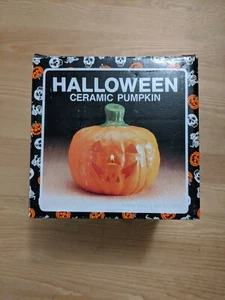Vintage Halloween Keramik Kürbis Kerzenhalter - Bild 1 von 7