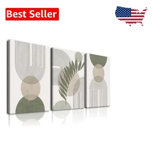 Durable Minimalist Boho Wall Art Set - Waterproof Gold and Green Artwork 16x24 - Picture 1 of 2