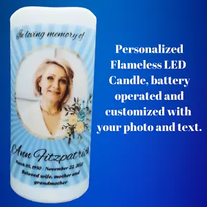 Personalized Flameless LED Photo Candle In Loving Memory Sympathy Gift Present - Picture 1 of 3