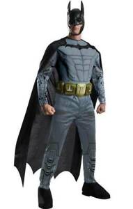 Mens Batman Muscle Jumpsuit, Cape, Mask & Belt 4 Pc Halloween Costume-size L