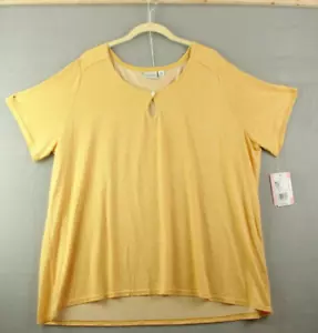 Top para mujer Kim Rogers talla 2x amarillo manga corta tejido nuevo con etiquetas - Imagen 1 de 9