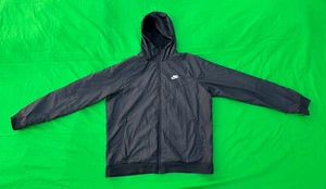 Chaqueta con capucha vintage Nike para hombre negra cremallera completa talla L. - Imagen 1 de 7