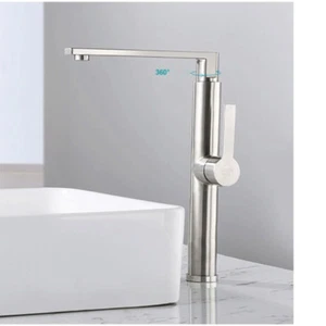 Grifo mezclador montado en cubierta para lavabo de níquel cepillado de baño - Imagen 1 de 7