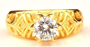 14KT Yellow Gold With 2.00Ct D/VVS1 Round Cut Solitaire Women's Anniversary Ring - Picture 1 of 12