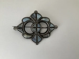 Antique Grey Scottish Agate Brooch Pin - Picture 1 of 4