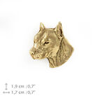 Amstaff Cropped (Head), Gold Covered Pin, High Qauality Art Dog Au