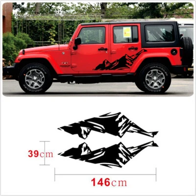 Adesivo gráfico para carro Snow Mountain auto saia lateral decalque para Jeep Wrangler 2 peças - Imagem 1 de 4