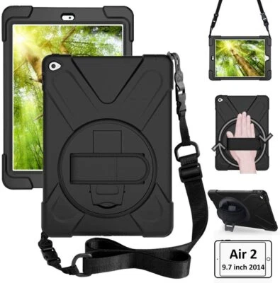  360 Rotating Smart Case Kids Cover iPad Air 2 with Stand Handle Carrying Strap - Image 1 of 4