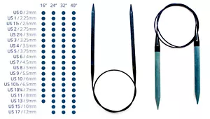 LYKKE INDIGO circular wooden knitting needles 16", 24", 32", 40cm, 60cm, 80cm - Picture 1 of 1