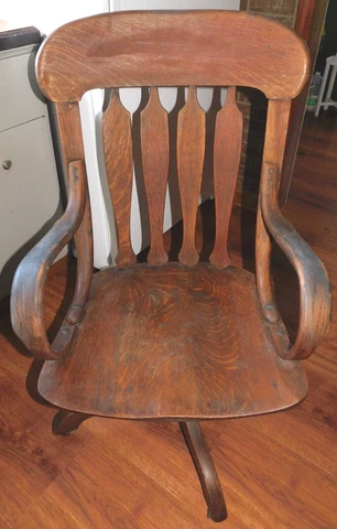 Antique Johnson Chair Co. Wood Executive Swivel Tilt Rolling Office Chair Cover