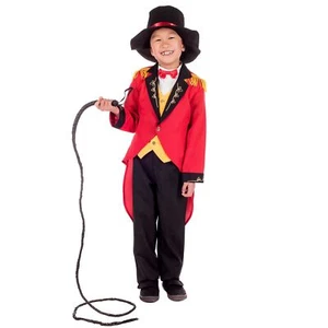 Kids Red Ringmaster Costume S - XL Boys Girls Girls Lion Tamer Circus Halloween - Picture 1 of 6