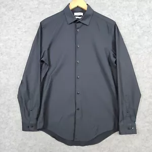Calvin Klein Men's Black Textured Dress Shirt Size M 15-15 1/2 - 32/33 Slim Fit - Picture 1 of 9