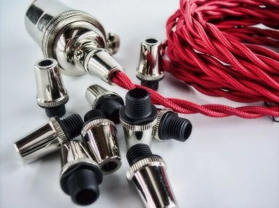 Polished Nickel Strain Relief 10-Pack for Cloth Wire - Pendant Ceiling Hanging  - Image 1 of 4