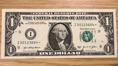 $1 Star Note 2021 circulated ungraded low serial # I00123664* nice condition - Image 1 of 3