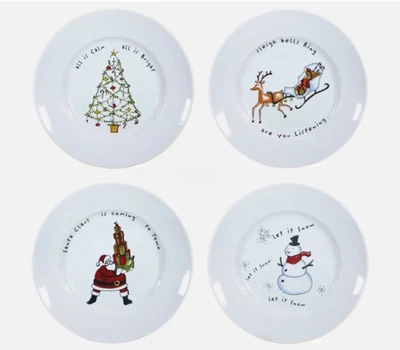 Pottery Barn “HOLIDAY CHEER”  8" Salad Plate Retired Christmas Pattern Choose - Image 1 of 4