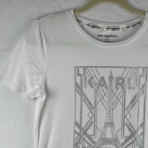 Karl Lagerfeld T-Shirt Damen Small Paris Eiffelturm Pailletten Neu ohne Etikett - Bild 1 von 9