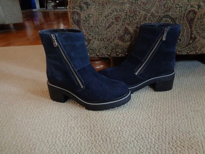 Bos. & Co. ZAP Side Zip Up Ankle Boots Waterproof Suede in Navy Blue 37 EUR/7 US - Image 1 of 4