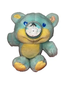 Vintage Playskool Nosy Bear Works Snow Globe Nose Snowman Plush Blue Teal - Picture 1 of 10