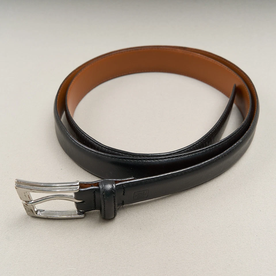 Vestido Lauren Ralph Lauren de cuero negro con cinturón para hombre 42 hebilla plateada Foto 1 de 4