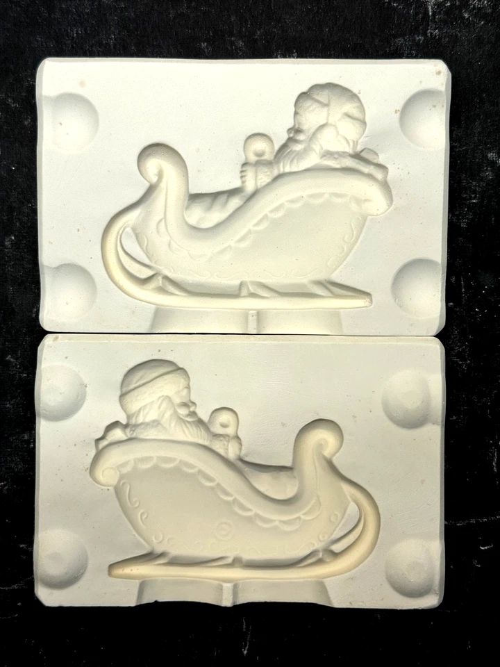Santa in His Sleigh-Alberta Ceramic Ornament Mold A234 Foto 1 de 1
